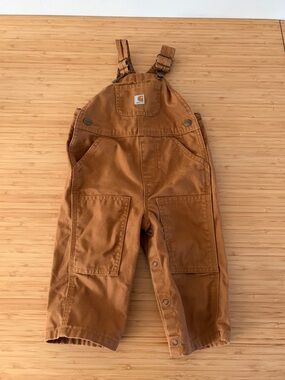 Carhartt Overalls 2T Brown Canvas Bibs Rugged Workwear Durable Unisex Toddler